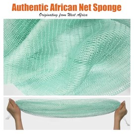 unifab Unifab - Esponja de red africana auténtica con nudos, 2 unidades, esponja exfoliante africana de sapo real, paño de lavado afro para baño y ducha (azul y verde)