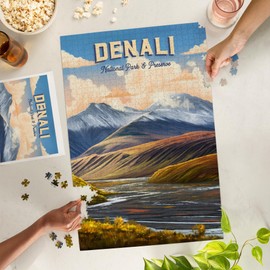 Lantern Press 1000 Piece Jigsaw Puzzle, Denali National Park and Preserve, Alaska, Oil Painting