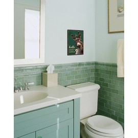 Piemow Funny Donkey Bathroom Metal Sign Hello Sweet Cheeks Home Wall Decor Unique Gifts for Donkey Lovers 8×12 Inch