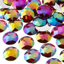 John Bead 200 Pieces 20mm, Red AB, Acrylic Round Flat Back Rhinestones for Jewelry Making, DIY Crafts, Nail Art, Face Makeup, Clothes