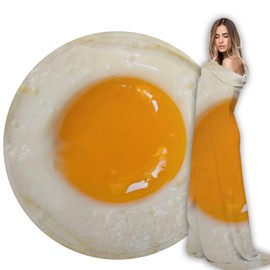 Abaysto Funny Fried Egg Blanket Adult & Kids, Egg Blanket Throw Soft Flannel Round Nap Wrap Blanket Novelty Egg Gifts Blankets for Sofa Couch Camp Chair Gifts for Boys, Girls 150CM