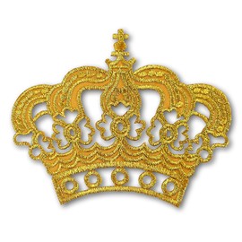 Patchicon4u Gold Royal Crown Imperial King Queen Princess Sign Symbol Design Iron on Sew on Embroidered Applique Patch for Jeans Jackets Clothing