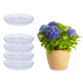 Curtis Wagner Plastics Drip Pan Plant Saucers (5-Pack) - Clear, Round (Diameter: 11" Base, 12" Top, 1.25" Depth) Thin Plastic Planter to be Used as Indoor Pot & for Outdoor Plant Pots