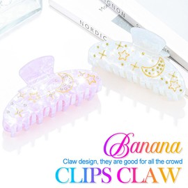 CAKURE Acrylic Claw Clips White Hair Clips Medium Hair Claw Barrettes Hair Accessories for Women (b-white&purple)