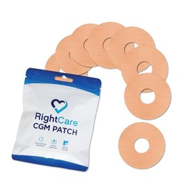 RightCare CGM - Parches adhesivos precortados para Freestyle Libre 2 y 3 y Lingo, cinta médica adhesiva impermeable, parches protectores circulares descubiertos, color bronceado, bolsa de 25