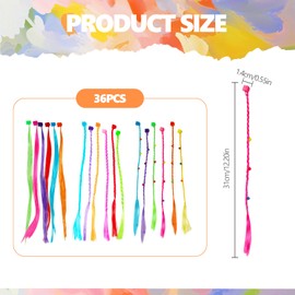 18 Pcs Hair Extensions with Hair Clips, Girls' Fashion Bobby Pin Rainbow Wig, Hairs Braids Clip Accessories for Kids, Clip-in Braid Extensions for Party and Performance