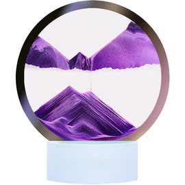 rysnwsu Moving Sand Art Picture Round Glass 3D Deep Sea Sandscape in Motion Display Flowing Sand Frame, Children's Large Desktop Art Toys, Home & Office Desktop Decorations(Purple, Button-Crotrol)