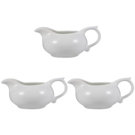 3pc Mini White Ceramic Creamer with Handle, Ceramic Milk Jug Small Coffee Milk Creamer Pitcher Gravy Boats (12x8.5x4.5cm)