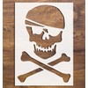 Pirate Skull & Crossbones Large Stencil for Painting, Reusable 19"