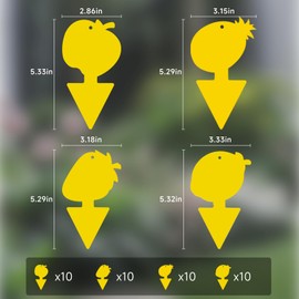 Kikalife Fruit Fly Traps Fungus Gnat Traps Yellow Sticky Bug Traps 40 Pack No Harm and Odorless for Indoor Outdoor Use Protect The Plant