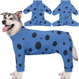 Comwish Dog Surgery Suit Long Sleeve, Dog Recovery Suit Female Male with Zipper Closure Post Spay, Neuter, Dog Onesie Shedding Suit Full Coverage Bodysuit (Blue, XXL)