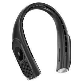 JIAGE Neck Fan, Portable Fan 360° Cooling Bladeless Personal Fan - 5200mAh USB Rechargeable Wearable Fan for Travel, Birthday Gifts for Men, Women, Mom, Dad, Carbon Black