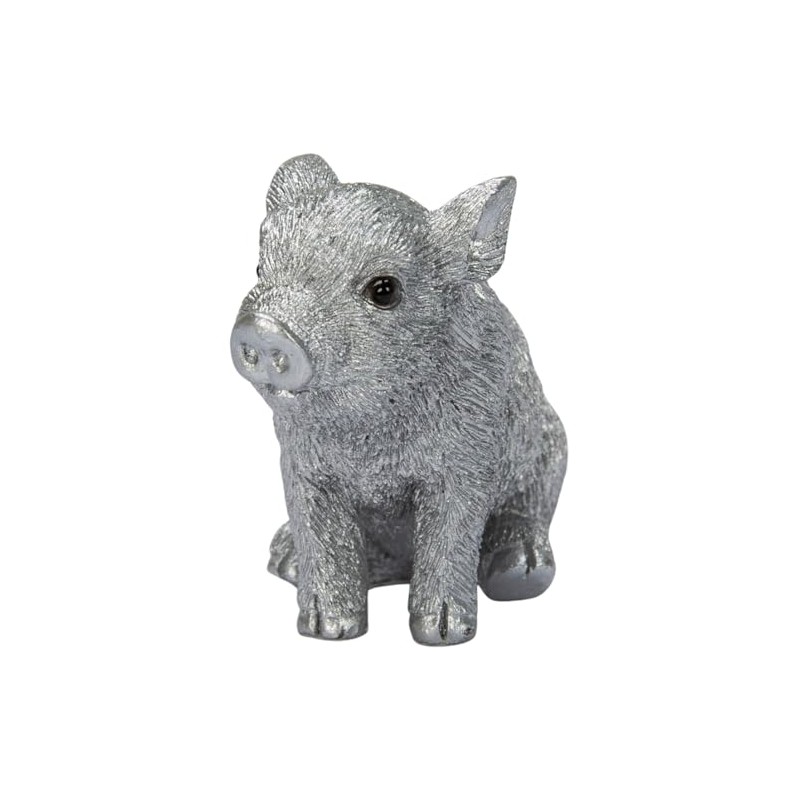 ウービア お座り銀色豚（ミニ） 5.3×2.5×4.3㎝ 人形 フィギュア 置き物 アニマル 動物 ガーデン 装飾