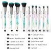 Kingtree Juego de 10 brochas de maquillaje de cristal, cerdas