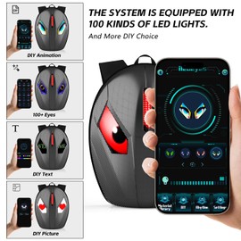 ILEDSHOW Motorcycle Backpack for Men, LED Backpack With DIY Programmable Full Color Screen, Hard Shell Large Capacity Waterproof Helmet Bag Laptop Backpack