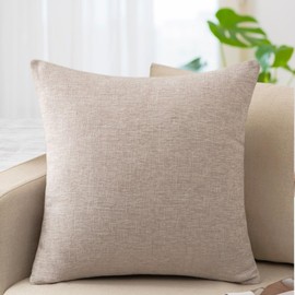 TUKUMO Cotton Linen Cushion Cover Solid Color 17.7 x 17.7 x 20.9 inches (45 x 45 x 50 cm), Square, Stylish, Scandinavian Modern, Cute, Simple, Cafe, Machine Washable, Light Gray, 17.7 x 17.7 inches