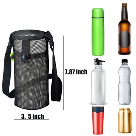 egghat 3Pcs Water Bottle Holder with Adjustable Shoulder Strap Water Bottle Carrier Mesh Water Bottle Bag Lightweight Dog Water Bottle Sleeve Crossbody Water Bottle Pouch (Black/navy/grey)
