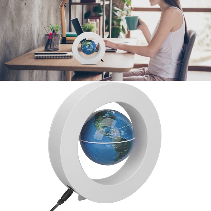 Magnetic Levitation Globe White Built in LED Light Frosted Texture
