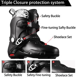 Inline Skates for Men Women, Inline Skate for Adult Professional Inline Skates Unisex,3 Wheels 110mm Outdoor Fitness Inline Speed Skates Black (Men11/Women12/28.5cm, Black)