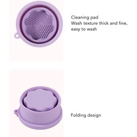 Taza Limpiadora de Brochas de Maquillaje, Almohadilla de Limpieza Portátil de Silicona para Brochas de Maquillaje, Ahorro de Espacio con Tapa para el Hogar (Púrpura)