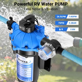 Electric Water Pump 7GPM 70PSI, 110V AC, Upgraded Five Chamber Self-Priming Diaphragm Water Pump with Pressure Switch and Strainer for RV, Home Water System, Irrigating & Industrial Settings