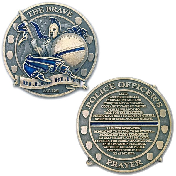 Stay Frosty Enterprises The Brave Bleed Blue Police Challenge Coin