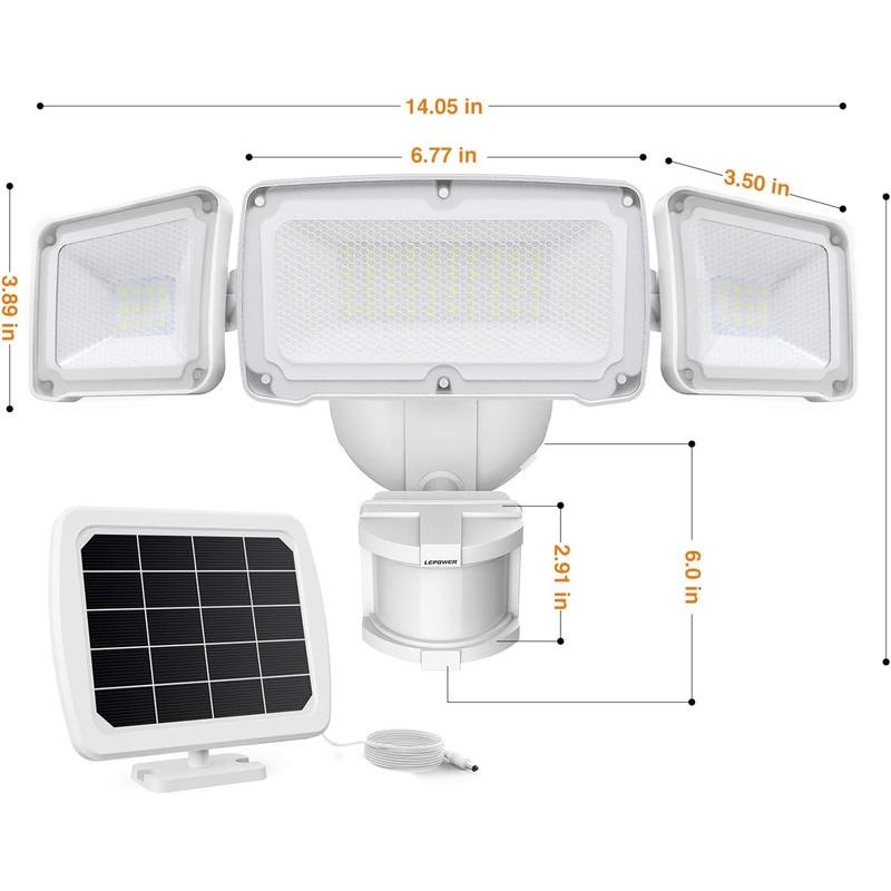 LEPOWER 1600LM LED Solar Security Lights, Motion Sensor Outdoor Flood