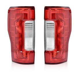 GRAND ORANGE Tail Lights Assembly Pair w/o Bulbs Compatible with Ford F250 F350 Super Duty 2017 2018 2019 Red Lens Chrome Housing FO2800256, HC3Z13405D, HC3Z13405F, FO2801256, HC3Z13404D, HC3Z13404F