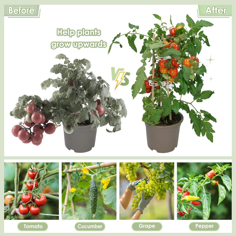 CINKSY 300 PCS Plant Support Clips - Reusable Tomato Clips