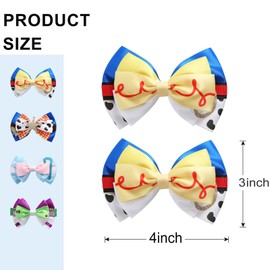 2PCS Toy Hair Bow Clips for Women Girls 4 Inch Cute Cartoon Birthday Party Dress Up Accessories for Jessie