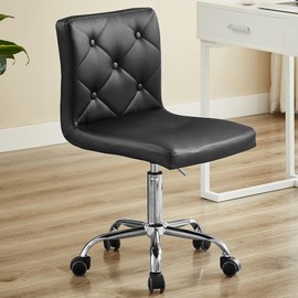 VECELO PU Leather Mid-Back Armless Desk Chair Adjustable Height 360° Rolling Swivel for Home Office Work