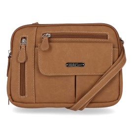 MultiSac Zippy Triple Compartment Crossbody Bag, Hazelnut