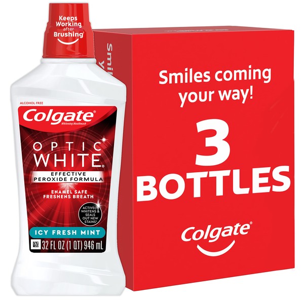 Colgate Colgate Optic White Whitening Mouthwash with Hydrogen Peroxide, Alcohol
