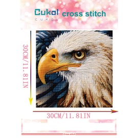51buyoutgo Eagle 11 Count Cross Stitch Kit, Complete Easy Pre Printed Counted Stamped Cross Stitch Embroidery Needlepoint Pattern Kits for Adults Beginner Kid, Animal Simple Crossstitch Point de Croix