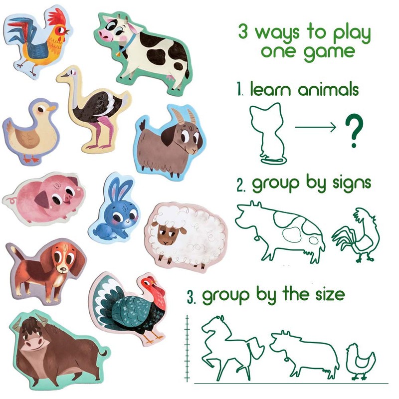 MAGDUM Children's Farm Animal Magnet Set – 15 Large Fridge