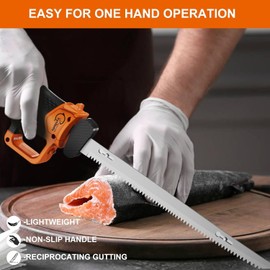 VynNetic Electric Fillet Knife for Fish with 4 Stainless Steel Blades, Cordless Rechargeable Non-Slip Handle and Safety Lock, 2 Rechargeable Battery Packs Portable Carry Case