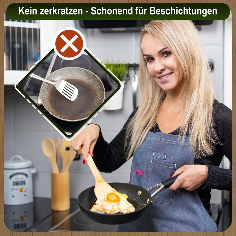 Heim.Liebe Premium Wooden Bamboo Spoon Set Including Container - Sustainable