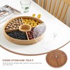 DOITOOL Snack Serving Tray with Lid Wooden Veggie Tray Sectional