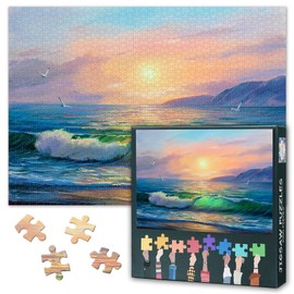 1000 Piece Puzzle Ocean Twilight Bioluminescent Wave Art for Zen Meditation & Coastal Harmony, Premium Adult Puzzle with Therapeutic Sea Dynamics as a Calming Wall Picture