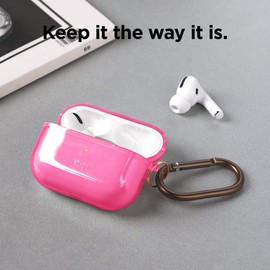 elago Compatible with AirPods Pro Case Clear - High Rating, TPU Transparent Shockproof, Protective Case Cover with Keychain, Gel Tape Included, Wireless Charging [Neon Hot Pink]