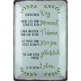Metal Sign 20 x 30 cm Geh deinen Weg Saying Sayings Tin Sign Home Office