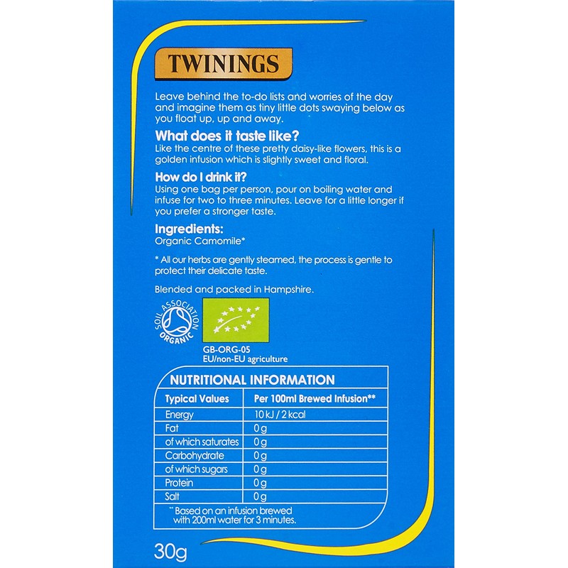 Twinings Organic Camomile x20 Tea Bags, 30g