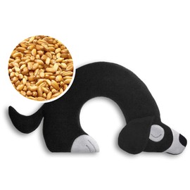 LESCHI Wärmekissen - Körnerkissen für Mikrowelle - Tier Hund Dunkelbraun - anschmiegsames Nackenkissen mit Bio Weizen - ideal als Wärmespender im Winter und bei Verspannungen an Nacken Schulter Hals