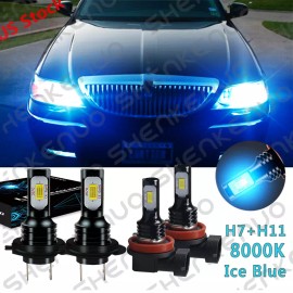 SHENKENUO For Lincoln Town Car 2003-2011 4X Front LED Headlight Hi/Lo Beam 8000K Bulbs Kit