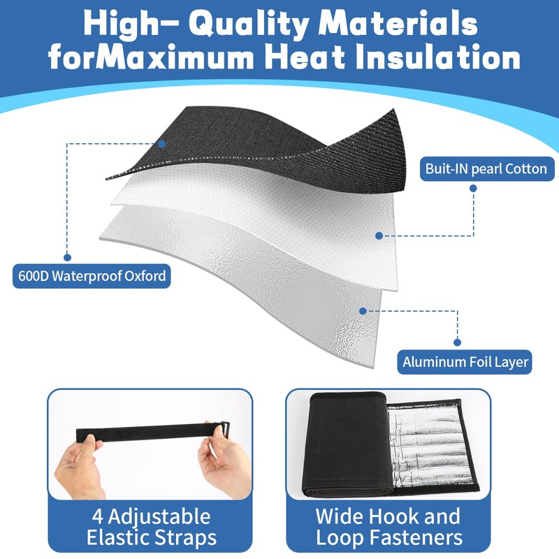 3 Layers HVAC Copper Pipe Insulation Cover,72x10.2 Inch 600D Oxford
