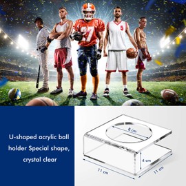 2 Pieces U-Shaped Acrylic Ball Stand Basketball Holder Transparent Football Pedestal Base for Volleyball Bowling Ball Display