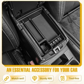 X-TKER Center Console Organizer Compatible with Nissan 2014-2020 Rogue & 2017-2022 Rogue Sport & 2015-2024 Murano Accessories, Middle Console Storage Box Armrest Insert Tray Coin Holder, Black ABS