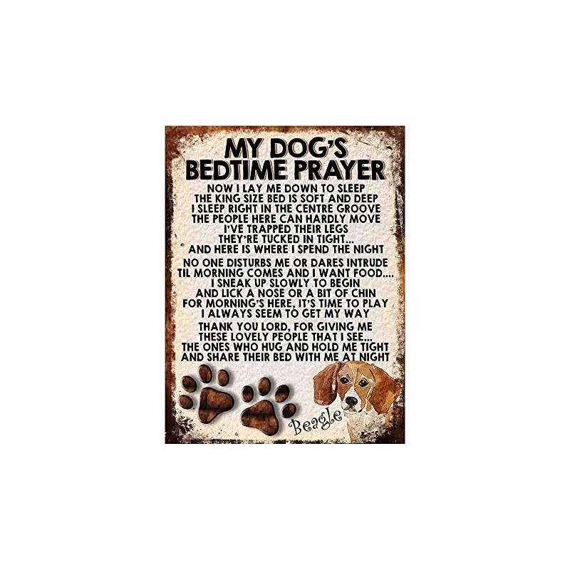 MY DOG'S BEDTIME PRAYER RETRO STYLE METAL TIN SIGN/PLAQUE (BEAGLE)