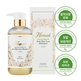 헤막 아르간 앤 호호바 오일 안티헤어로스 샴푸 아카시아 / 두피 탈모 약산성 손상모발 샴푸 Hemac Argan & Jojoba Oil Anti-Hair Loss Shampoo Acacia / Mildly Acidic Shampoo for Scalp and Damaged Hair, 550ml × 1개