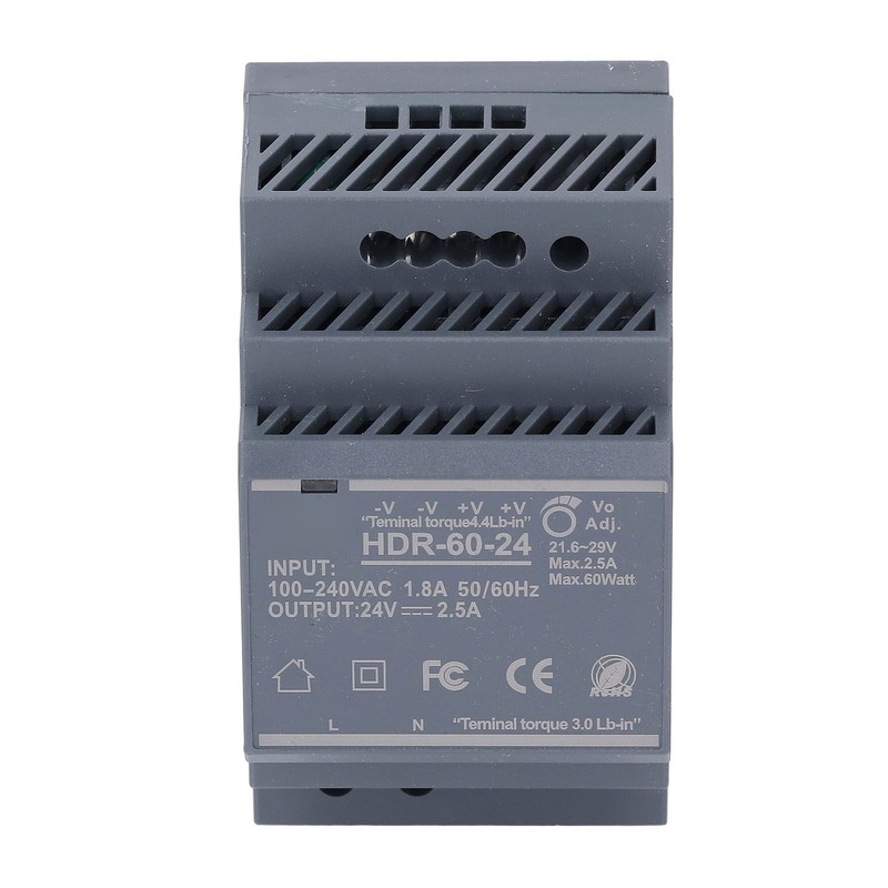 Rail Switching Power Supply 24V Thin Mount 60W 2.5A 100~240VAC